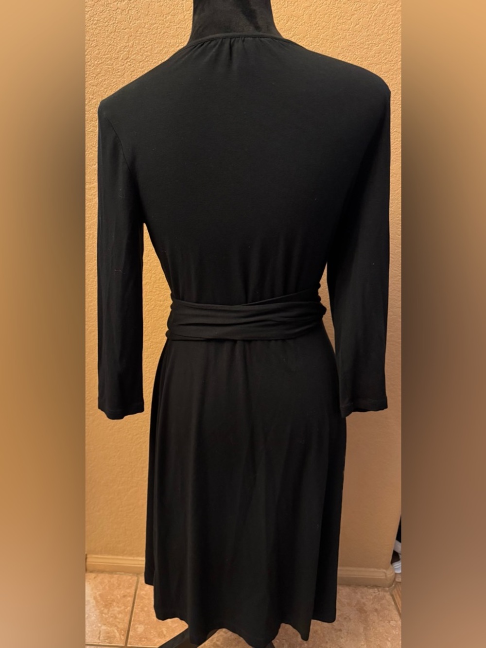 Banana Republic Wrap Dress 3/4 Sleeve Self-Tie Waist Midi Black S - Picture 4 of 4